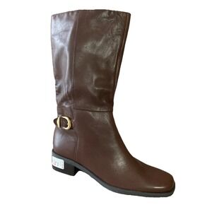 Naturalizer Leather Square Toe Boots Womens Sz 9 N New Brown Mid-calf S95